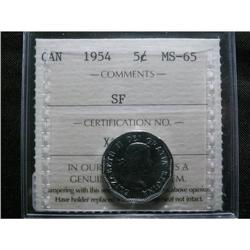 1954 SF  5¢  ICCS MS65.  Fully struck with full luster.  A true "Gem"