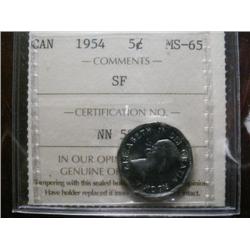 1954 SF  5¢  ICCS MS65.  Fully struck with full luster.  A true "Gem"
