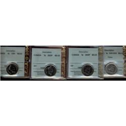 Lot of 4 CCCS graded Five cents; 1999, 2003P, 2004P, 2005 Victory.  All MS65.