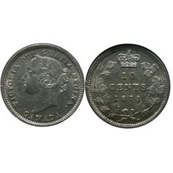 1871 10¢  ICCS MS60. Brilliant with some gold tone.