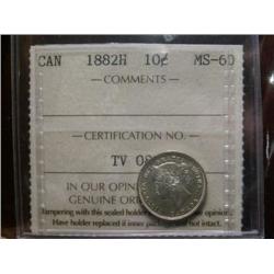 1882H  10¢ ICCS MS60.Blast white with nice lustre.  A tough date!