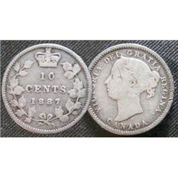 1887  10¢ VG8, a nice and problem free coin.