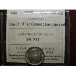 1899 10¢ Sml 9's  ICCS MS62 CAMEO  Super eye appeal and mirror-like finish. Lightly lacquered to pro