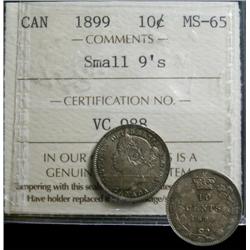 1899 Small 9's10¢ ICCS MS65PQ.  Just superbly toned and fantastic eye appeal.