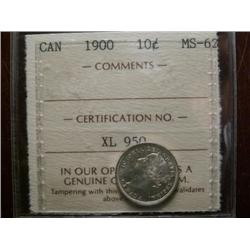1900 10¢ ICCS MS62. Superbly struck, white in colour and very lustrous.
