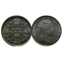 1906 10¢ ICCS MS63 .Fully brilliant with lots of lustre.  A nice example.