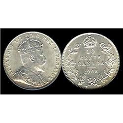 1908 10¢  PCGS MS66.  Blast white with hint of toning.  An amazing example.