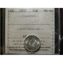 1937  10¢  ICCS MS65.  White and brilliant.