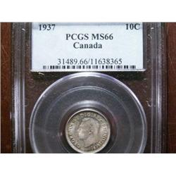 1937 10¢ PCGS MS66.  An absolute stunning piece with flashy tone.