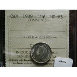1939  10¢  ICCS MS65. Brilliant and lustrous.  A sharp example.