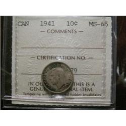1941 10¢  ICCS MS65PQ++.  Attractive autumn shades over full lustre.  Very scarce  in "GEM" conditio