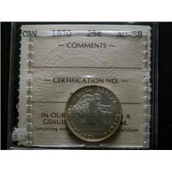 1870 25¢ ICCS AU58 light golen tone with good lustre.