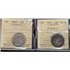 Image 1 : Lot of 2 ICCS graded Twenty-five cents;1871 Obv.2, 1881H.  Both VF20