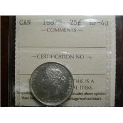 1882H 25¢,ICCS EF40, mostly brilliant with some lustre remaining.