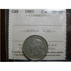 1885 25¢ ICCS VF20, a nice problem free example.