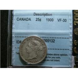 1900 25¢  CCCS VF30, some lustre remaining. Problem free!
