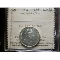 1904 25¢ ICCS AU58. Superbly struck with full luster.