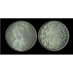 1905  25¢  PCGS MS65.  Attractive autumn shades over full underlying lustre. Fully struck!   A lovel