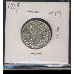 1909 25¢ VF20, cleaned.