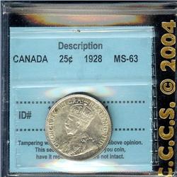 1928  25¢  CCCS MS63.  Light attractive toning over full underlying lustre.