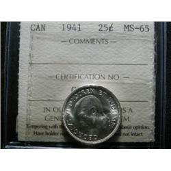 1941 25¢ ICCS MS65.  Gem blast white example