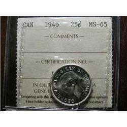 1946 25¢ ICCS MS65.  Gem blast white example