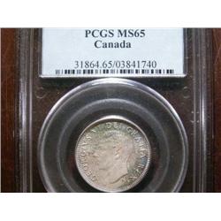 1949  25¢ PCGS MS65.  Fully struck with light toning.  Full underlying luster.  A true "Gem".