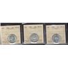Image 1 : 1964, 1965, 1966 25¢, all ICCS MS65.  Lot of three white coins.