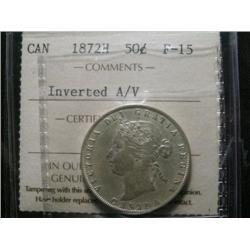 1872H Inverted A/V 50¢  ICCS F15. Nice problem free example. Brilliant!