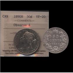 1890H  50¢  ICCS VF20. Nice problem free example. Brilliant!