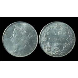 1898 50 Cents  PCGS MS64.  POSSIBLY THE FINEST KNOWN!  A near blast white example.  Fully struck wit