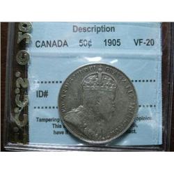 1905 50¢ CCCS VF20.  A nice problem free key date example.