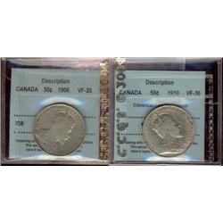 Lot of two Fifty cents,  1906 VF20 and 1910 EL  VF30.  Both nice examples