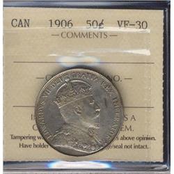 1906 50¢ ICCS VF30.  Lightly toned.