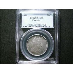 1906  50¢  PCGS MS62. Amazing toning over luster. It has the look of a "GEM" coin.