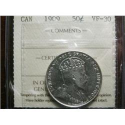 1909  50¢ ICCS VF30, a nice white example. Lovely!