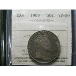 1909 50¢ ICCS VF30.  Toned.
