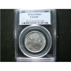 1909 50 Cents  PCGS MS63.   A full blast white example.  Fully struck with strong luster.  Cameo con