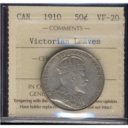 1910 Victorian leaves 50¢ ICCS VF20.  A nice problem free example.
