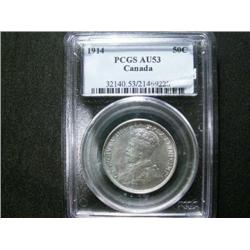 1914 50¢ PCGS AU53.  A nice example blast white in colour with strong reverse and decent obverse.  L