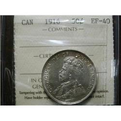 1916 50¢ ICCS EF40, An attractive and lustrous example.