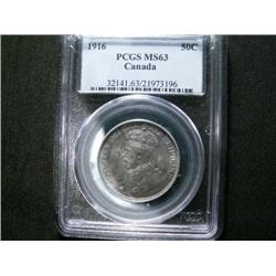1916 50¢ PCGS MS63.  Another Geroge V mintstate example.  Nicely toned with solid strike and full lu