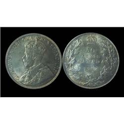 1917 50¢ ICCS MS65PQ. TIED FOR FINEST GRADED!    Flashy toning over full ynderlying lustre. A specta