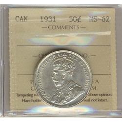 1931 50¢ ICCS MS62PQ, a nice white and lustrous example.  You'll like this one.