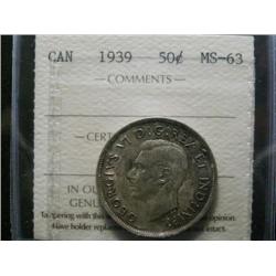 1939 50¢ ICCS MS63.  Nicely toned.