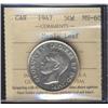 Image 1 : 1947 Maple leaf 50¢ ICCS MS60.  Fully brilliant.