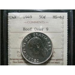 1949 Hoof  50¢  ICCS MS62.  Fully brilliant and lustrous.