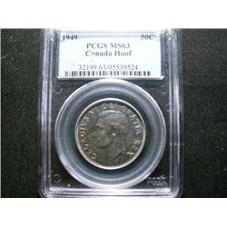 1949 Hoof  50¢  PCGS MS63.  Light tone over full underlying lustre.