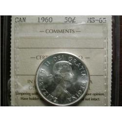 1960  50¢ ICCS MS65 fully white and lustrous.  A nice "Gem".