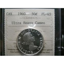 1960  50¢ ICCS PL65 ULTRA HEAVY CAMEO.  Exceptionally clean fields and surfaces.  A lovely "Gem".